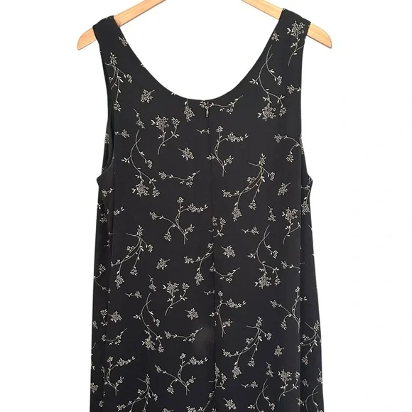 🌷 Vintage 90’s Black Floral Sleeveless Maxi Dress Jumper Size 16 - Picture 3 of 6